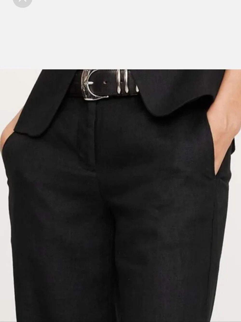 Banana Republic The Everyday Pant Black Wide-Leg Linen Trousers L